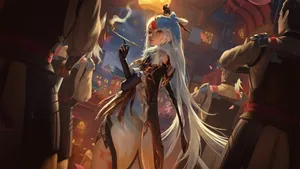 Ningguang Of Genshin Impact - Powerful Leader And Geo Vision Wielder Amidst Liyue's Breathtaking Landscape. Wallpaper