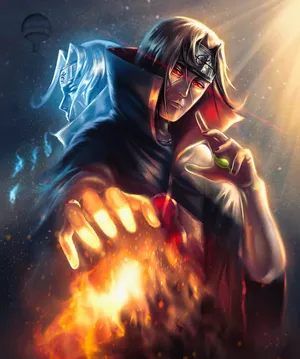 Ninja Performing Powerful Jutsu In Action Wallpaper