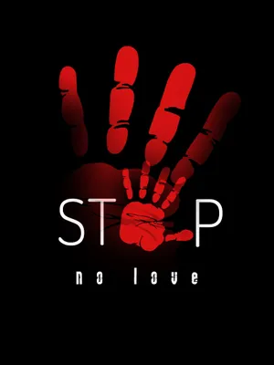 No Love Red Painted Hand Wallpaper