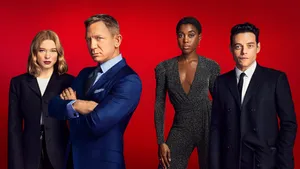 No Time To Die Cast In Red Wallpaper