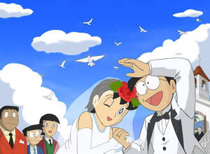 Nobita Shizuka Hd Wedding Day Wallpaper