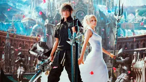 Noctis Lucis Caelum And His Friends Wandering In The World Of Final Fantasy Xv Wallpaper
