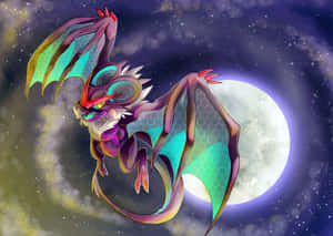 Noivern Flyingin Moonlit Sky Wallpaper