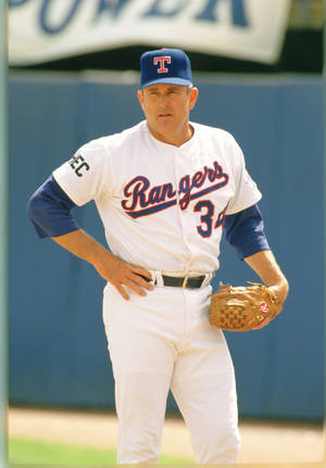 Nolan Ryan In White Rangers Jersey Wallpaper