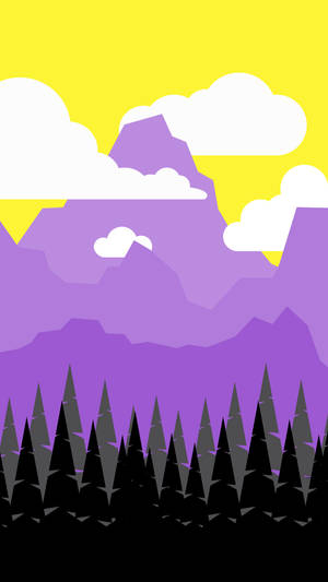 Nonbinary Themed Mountain Forest Vector Art Wallpaper