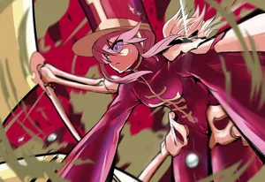 Nonon Jakuzure Posing In Her Signature Uniform Against A Vibrant Background Wallpaper