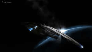 Normandy Sr-2 Majestic Spacecraft In The Vastness Of Space Wallpaper