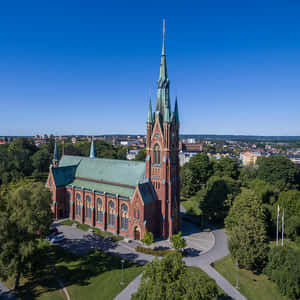 Norrkoping Oscar Fredriks Kyrka Aerial View Wallpaper