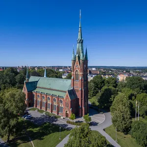 Norrkoping Oscar Fredriks Kyrka Aerial View Wallpaper