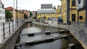 Norrkoping River Stepping Stones Wallpaper