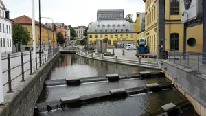 Norrkoping River Stepping Stones Wallpaper