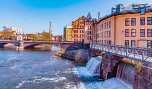 Norrkoping Riverfront Industrial Heritage Sweden Wallpaper
