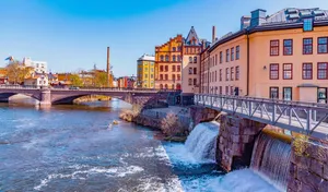 Norrkoping Riverfront Industrial Heritage Sweden Wallpaper