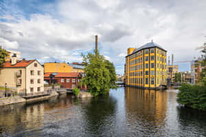 Norrkoping Riverfront Industrial Heritage Sweden Wallpaper
