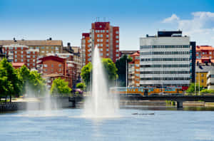Norrkoping Sweden Riverfront View Wallpaper