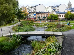 Norrkoping Sweden Urban Park Stream Wallpaper