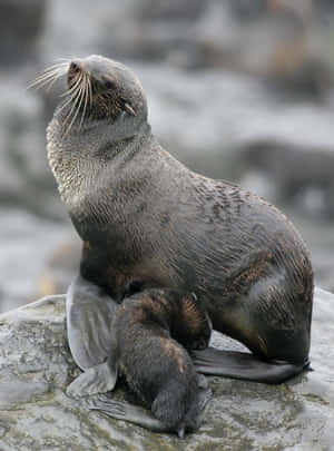 Northern Fur Seal Restingon Rock Wallpaper