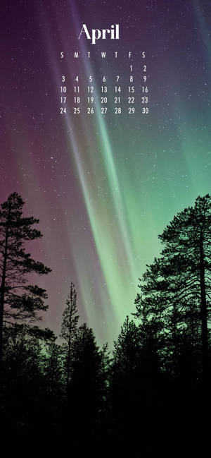 Northern Lights April 2022 Calendar Wallpaper