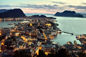 Norway Ålesund City Lights Wallpaper
