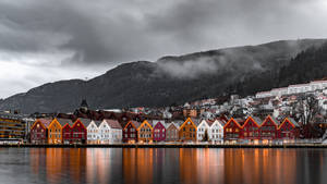 Norway Bryggen Heritage Houses Wallpaper