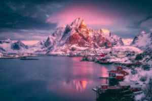 Norway Lofoten Coastal Town Wallpaper