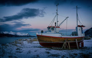 Norway Sørkjosen Boat On Land Wallpaper