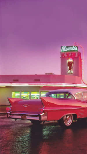 Nostalgic Aesthetics: A Classic Retro Diner In The Heart Of The City. Wallpaper