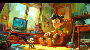 Nostalgic Cartoon Watching Child Wallpaper