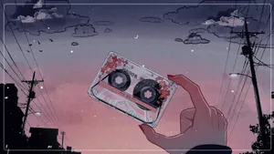 Nostalgic Cassette Tape Sunset Wallpaper