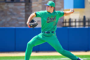 Notre Dame Baseball Pitcher Action Shot Wallpaper