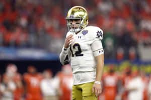 Notre Dame Quarterback Ian Book Game Action Wallpaper