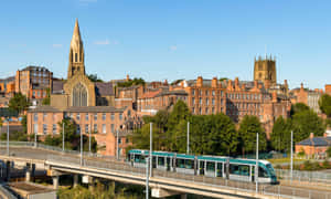 Nottingham Cityscapewith Tram Transportation Wallpaper