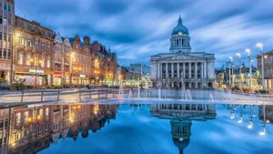 Nottingham Market Square Dusk Reflection Wallpaper