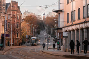 Nottingham Tram Street Scene Wallpaper