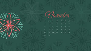 November Calendar Wallpaper With Red Flowers Wallpaper