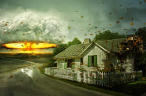 Nuclear Explosion Near Cottage Wallpaper