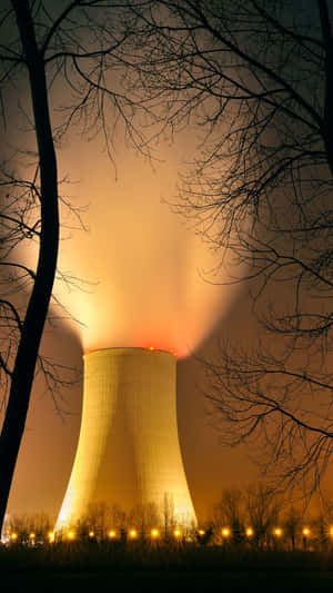 Nuclear Power Plant Night Glow Wallpaper