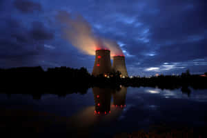 Nuclear Power Plant Twilight Reflection Wallpaper