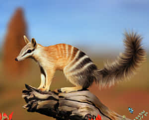 Numbaton Log Australian Marsupial Wallpaper