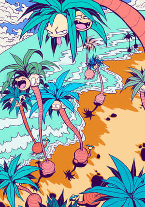 Numerous Exeggutor Characters Wallpaper