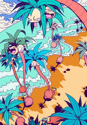 Numerous Exeggutor Characters Wallpaper