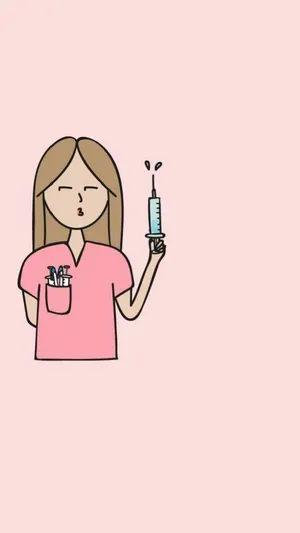 Nurse Cartoon Holding Syringe Wallpaper