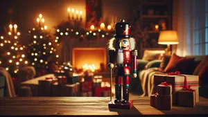 Nutcracker In Festive Living Room Wallpaper