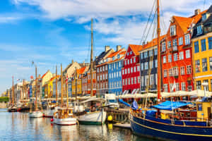 Nyhavn Restaurant-lined Street Port Wallpaper