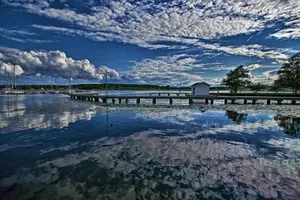 Nykoping Marina Cloudy Sky Wallpaper