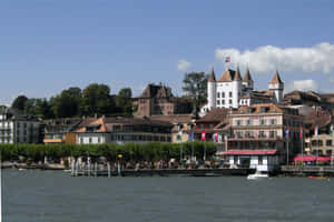 Nyon Lakefrontand Castle View Switzerland Wallpaper