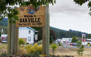 Oakville Welcome Sign Timber Town Wallpaper