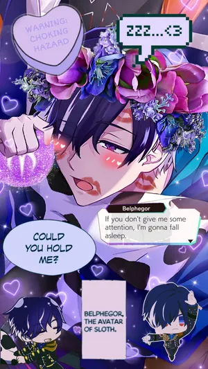 Obey Me Belphegor Choking Hazard Attention Request Wallpaper