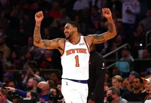 Obi Toppin Celebration New York Knicks Wallpaper