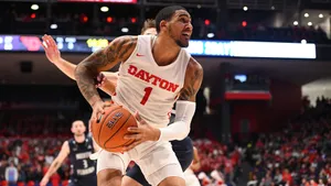 Obi Toppin Dayton Flyers Basketball Action Wallpaper